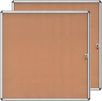 Mifuro 2 Pack 38"x38" Enclosed Bulletin Board, Lockable Weather-Resistant Aluminum Cork Noticeboard for School & Office, Silver Frame w/Cork