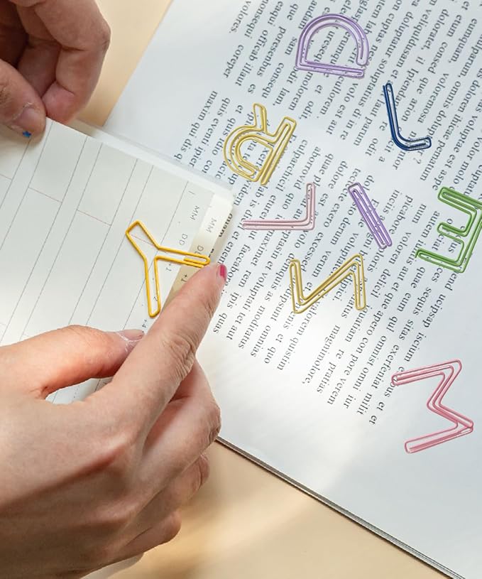 52 Pcs A-Z Stainless Steel Paper Clips - Alphabet Letter Clips for Office & School with Storage Box Assorted Color (26 Letters)