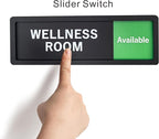 Wellness Room Sign – Privacy In Use / Available Slide Switch Sign, Premium Durable Acrylic Material, Super Strong Self-Adhesive, Quick Installation, Suitable For Your Home And Business ( 9×3 Inches, Black)
