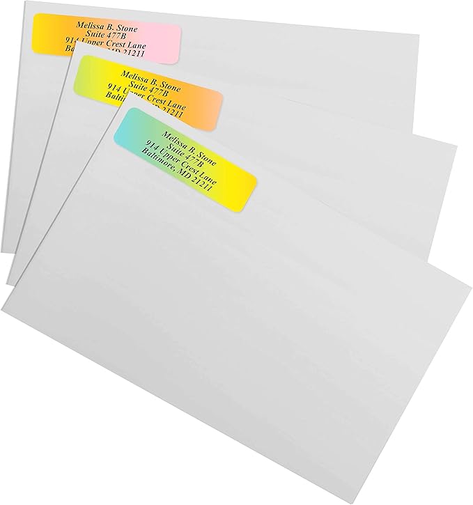 Cascading Rainbow Personalized Return Address Labels Without Dispenser - Roll of 250 Custom Stickers