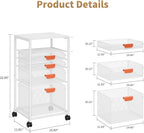 Marbrasse Rolling File Cart with 4 Storage Drawers, Mobile File Cabinet on Lockable Wheels, Hanging Filing Cabinet Organize, Under Desk Utility Cart for Home Office - White