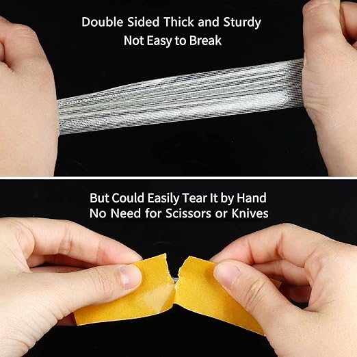 MILEQEE Double Sided Tape Heavy Duty, 2" x 66FT(20m), Universal High Tack Strong Wall Adhesive with Fiberglass Mesh, Super Sticky Resistente Clear Tape, Easy Use Mounting Tape for Home Office School