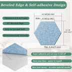 Hexagonal Acoustic Panels-12 Pack High-Density Sound Absorbing Panels 12"X10"X0.4" for Enhanced Noise Reduction, DIY Design, Idea for Studios, Offices, and Home Theaters(Light Sky Blue)