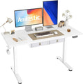 Agilestic Standing Desk with 2 Drawers, Adjustable Height Electric Desk with Storage, 55 x 24 Inches Sit Stand Up Computer Table, White