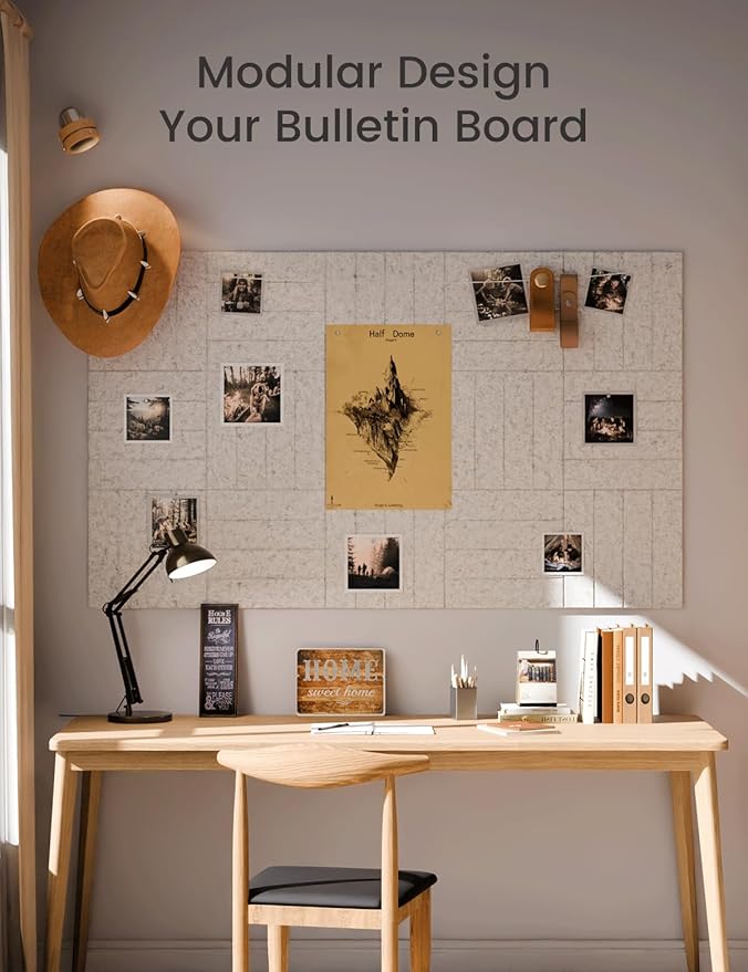 Fluxynara Large Felt Bulletin Board 48" x 36" Cork Board Alternative-12 Pack with 70 Safe Removable Adhesive Tabs, Cork Boards for Walls Cork Board for Home Office Classroom Pin Board-Light Gray