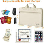 5200℉ Fireproof Accordion File Organizer with Lock, Thickened Document Organizer 13 Colorful Pocket with Labels, Important Document Organizer, Expanding File Folder with Handle for Letter A4 (Beige)