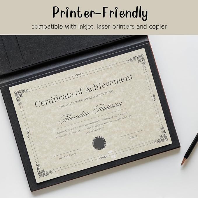 Parchment Paper for Certificates, Resumes, Diplomas, 100 GSM Textured Stationary, Printer-Friendly (Ivory, 8.5 x 11 in) (Ivory, Letter Size - 500 Count)