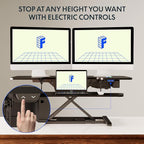 FLEXISPOT 42 inch Electric Motor Desk Converter, Height Adjustable Motorized Stand up Desk Riser with Quick Release Keyboard Tray, Black Monitors and Laptop Workstation