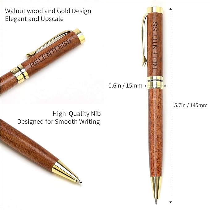 Fancy Wooden Pens Set with Box Congratulations Gifts for Women Men New Job Promotion Gift for Coworkers Boss Lady Office Business Pen Nice Positive Writing Pens Journaling Luxury Engraved Pens