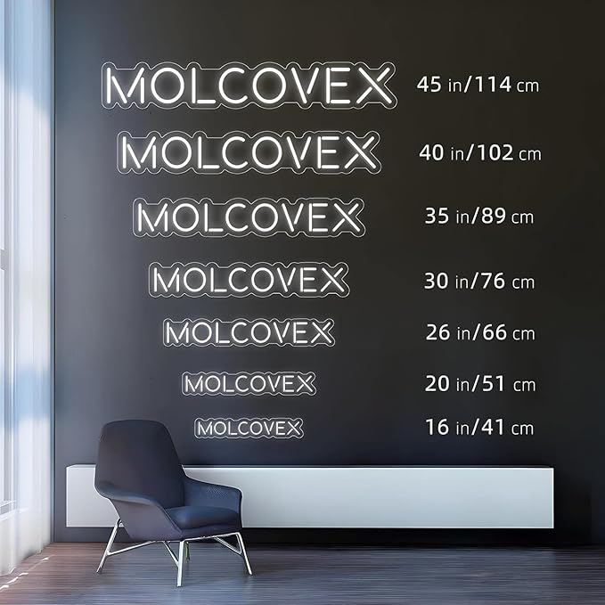 MOLCOVEX Custom Neon Signs – Personalized LED Neon Lights for Weddings, Customizable Neon Name Sign for Bedroom, Business Logos, Birthday Parties & Holiday Gifts