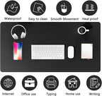 PU Leather Desk Pad Protector Gaming Mouse Pad Non Slip Desk Mat for Keyboard and Mouse Waterproof Desk Writing Pad for Office and Home Desk Accessories(Black, 31.5 * 15.7)