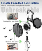 Autonomier 1Pack Heavy Duty Retractable Keychain, Unbreakable Embedded Body with 30.5" Dyneema Cord, Tactical ID Badge Holder Reel Carabiner Clip with Secure Magnetic Closure for Men, Holds 25oz