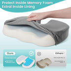Office Chair Seat Cushion, Cooling Gel Enhanced Memory Foam Cushion for Long Sitting - Back, Sciatica, Coccyx, Tailbone Pain Relief Pillow - for Office, Gaming, Car, Wheelchair - Light Grey, Large