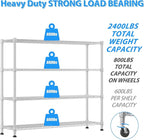 Homdox 4 Tier Heavy Duty Metal Wire Shelving with Wheels, 2400 lbs Capacity Garage Storage Rack, Rolling Industrial Storage, Adjustable Commercial Shelves for Kitchen, Warehouse, 18"x60"x72", Chrome