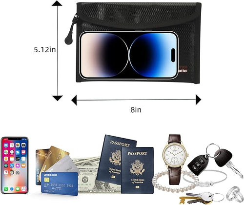 2 Pack Small Fireproof Bag (5 x 8 inches), Non-itchy Fireproof Wallet Bag for Valuables, Jewelry, Cash, Passport, Invoice, Currency & Keys