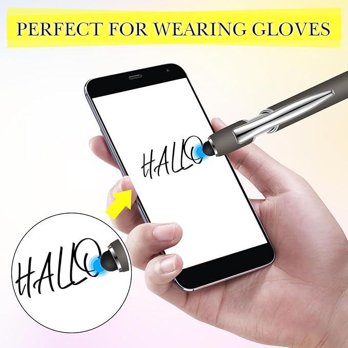 Zonon 38 Pieces Rubberized Ballpoint Pen with Stylus Tip Stylish Metal Pen Capacitive Styli with Soft Rubberized Grip, Black Ink for Most Devices(Gray)