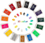 Lsushine Craft Ink Pad Stamps Partner DIY Color,15 Color Craft Ink Pad for Stamps, Paper, Wood Fabric (Pack of 15)