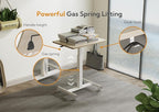 YDN Mobile Mobile Standing Desk, Adjustable Height Portable Laptop Desk with Lockable Wheels, 25.5" x 18.8" Rolling Desk with Hook for Computer Workstation, Natural