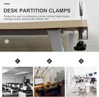 TEHAUX 2pcs Desk Partition Clip Hole Desktop Mount Clamp on Desk Accessories for Office Screen Partition Clip Thickened Base