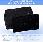 25 Pack - Premium Blank PVC Cards for ID Badge Printers - Premium Quality Black CR80 30 Mil (CR8030) by KLMNDUO - Compatible with Most Photo ID Badge Printers(Black)