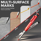Nicpro 5 Pack Carpenter Pencils with Sharpener, Construction Mechanical Pencil with 53 Refills, Heavy Duty Marking Tools, Long Nib Marker Pens for Architect Marking (Black, Red, Orange, Green, Blue)