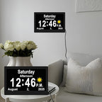 SSYA Dementia Clocks with Day and Date for Seniors,13 Alarms Custom Reminders, Extra Large Digital Calendar Clock for Elderly. (Black)
