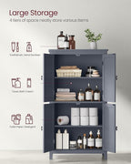 VASAGLE Floor Storage Cabinet, Freestanding Storage Unit with 4 Doors, Adjustable Shelves, 11.8 x 23.6 x 43.3 Inches, for Entryway, Bathroom, Slate Gray UBBC552G01