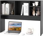 Tangkula Desktop Bookshelf, Countertop Storage Hutch with 4 Shelves for Computer Desk, Desktop 2-Tier Display Rack, Multipurpose Wood Desk Hutch Storage Organizer for Dorm Office Home (Black)