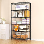 SINGAYE 6 Tier Shelf Organizer Storage Metal Shelves Garage Wire Shelving Unit Pantry Rack Shelves Bathroom Organizers and Shelf Closet Metal Kitchen 36" Dx14 Wx72 H Black