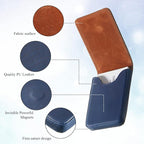 Outus 2 Pieces Business Card Holder, PU Leather Business Card Case Pocket Wallet with Magnetic Shut for Christmas Gift Men Women(Black, Blue,Classic)