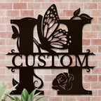 Personalized Custom Letter Name metal Signs,Custom Black Letter Monogram Wall Art Decor,Metal Signs Plaques Outdoor wall Decorative Signage (H)