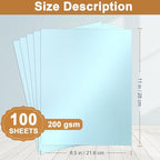 Silunkia 100 Sheets Blue Shimmer Cardstock 8.5 x 11 Certificate Paper, 75lb Thick Glossy Paper Card Stock for DIY Card Making, Thank You Cards, Wedding Invitations, Scrapbooking