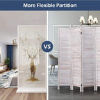 Giantex 6 Panel Wood Room Divider, 5.6 Ft Tall Oriental Folding Freestanding Partition Privacy Room Dividers Screen for Home, Office, Restaurant, Bedroom (White)