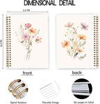 JWVK Rustic Wild Flower Spiral Notebook, Vintage Floral Botanical Notebooks for Note Taking, Cottagecore Flower Aesthetic Journal for Women, Girly Office Supplies, 5.5x8.3 Inch