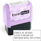 ExcelMark Address Stamp - Custom Return Address Stamp with Elegant Designs, Vibrant Colors & Patterns – Perfect for Mail, Invitations & Gifts (Violet Mount, Everyday Elegance)