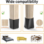 Square Chair Leg Protectors for Hardwood Floors, 16 Pcs Silicone Felt Furniture Leg Cover,Black.1.575" to 1.811".