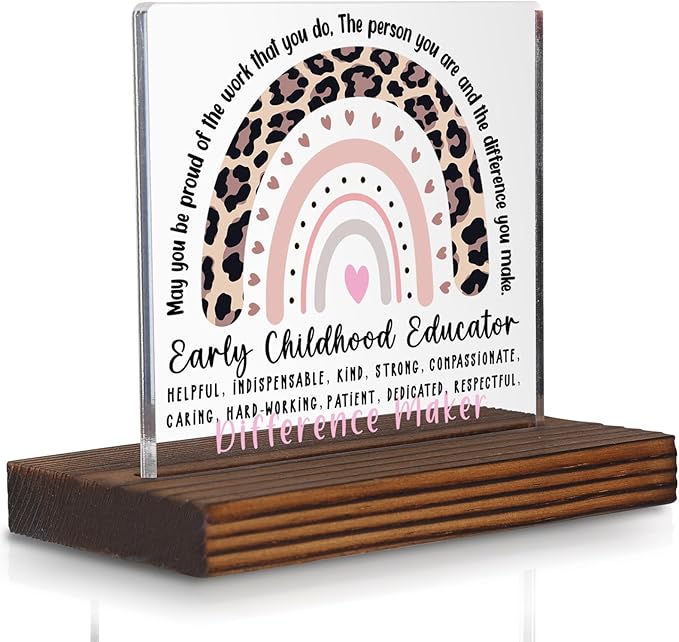Early Childhood Educator Gift Desk Sign, Difference Maker Thank You Appreciation Gifts for Preschool Pre-K Kindergarten Teachers Graduation Birthday Christmas Classroom Decor PA096