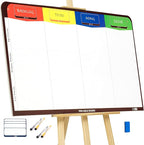 PMXBOARD Magnetic Kanban & Scrum Board – Lightweight Agile Whiteboard with Customizable Headlines | Project Planning Board for Home, Office & School | Includes Easel, Markers, Eraser & Wall Mount Kit