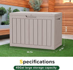 PATIOEASY Outdoor Storage Box 80GAL Waterproof Resin Deck Box,UV-Resistant Lockable Delivery Bin for Garden Tools,Small Outside Cushions,Pool Accessories Supplies,Chest,Furniture,Package,Grey