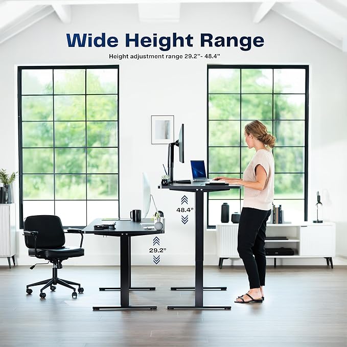 VIVO Electric 71 x 30 in Standing Desk, Memory Height Adjustment, 1B Series, Holds 220 lbs, White Top Black Frame, DESK-KIT-1B7W