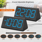DreamSky Wooden Digital Alarm Clocks for Bedrooms - Electric Desk Clock with Large Numbers, USB Port, Loud Alarm for Heavy Sleepers, Adjustable Volume, Dimmer, DST, Wood Décor Gifts, Adapter Powered