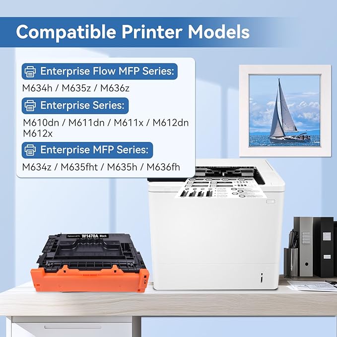 147A Black Toner Cartridge (with Chip) Compatible Replacement for HP 147A 147X W1470A W1470X High Yield Toner for Enterprise M610 M611 M612 MFP M634 M635 M636 Printer (1 Pack)