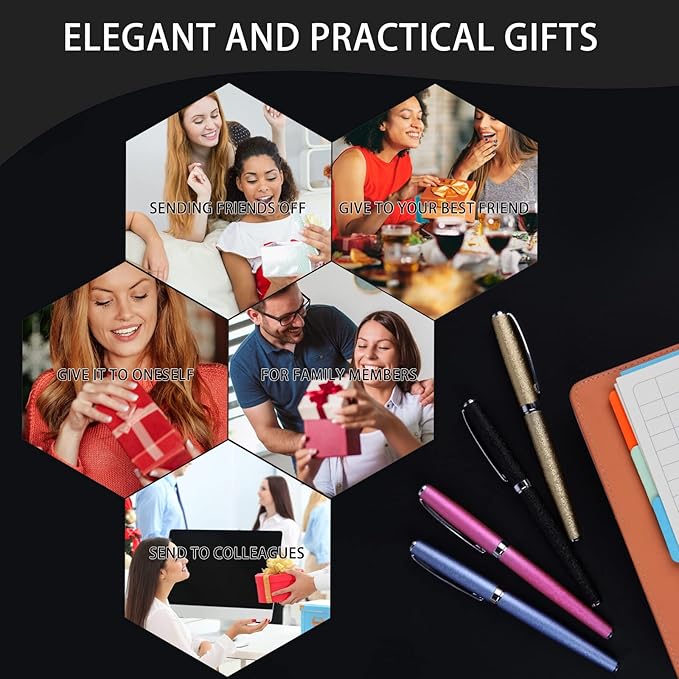 Nice pens,luxury pen with cace,fancy pens Ballpoint Pen Smooth writing experience stylish design effortless writing executive pen-Gift Box with 0.5mm Black Extra 2 Refill (Gold)