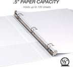 Samsill Durable .5 Inch Binder, Made in the USA, Round Ring Customizable Clear View Binder, White, 24 Pack (MP248417)
