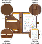 Jack&Chris Leather Portfolio, A4 Document Folder Legal Pad Padfolio, Professional Writing Letter Notepad Clipboard Sleeve Organizer, Resume Folio Binder for Men&Women,Brown