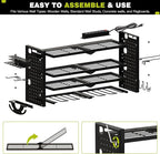 NattyDot Power Tool Organizer Wall Mount with Charging Station 4 Layer 6 Slot Cordless Drill Holder with Angle Grinder Holder (Black)