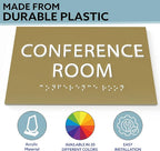 ADA CENTRAL SIGNS - 6" X4" Conference Room Sign - ADA Compliant Tactile Graphics Grade 2 Braille Text Privacy Sign | Wall Mount Plastic Meeting Signs For Schools, Hospitals, Offices, and Apartments