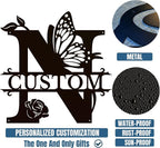 Personalized Custom Letter Name metal Signs,Custom Black Letter Monogram Wall Art Decor,Metal Signs Plaques Outdoor wall Decorative Signage (N)