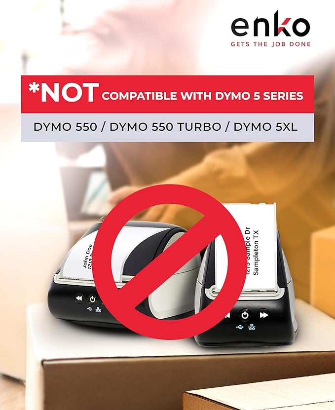 enKo Compatible Zebra 4x6 Label and Dymo Labels 1744907 - (4" x 6") Blank White Address and Shipping Labels for Dymo Labelwriter 4XL Shipping, Zebra & Desktop Direct Thermal Printers (10 Rolls, 2200)