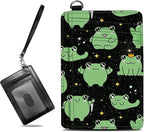 BWEGRHE Small Travel Wallets, Princess Frog Slim Minimalist Front Pocket Wallet with Wristlet, RFID Blocking PU Leather Credit Card Holder with ID Window Change Purse for Men Women